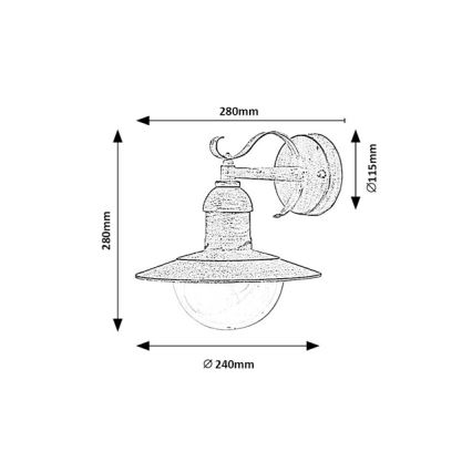 Brilagi - MOLDE Outdoor Wall Light 1xE27/60W/230V IP44 White/Patina