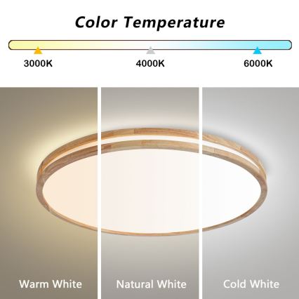 BRILAGI - Dimmable LED Ceiling Light MOLINA LED/100W/230V 3000-6000K oak Ø 80 cm + remote control
