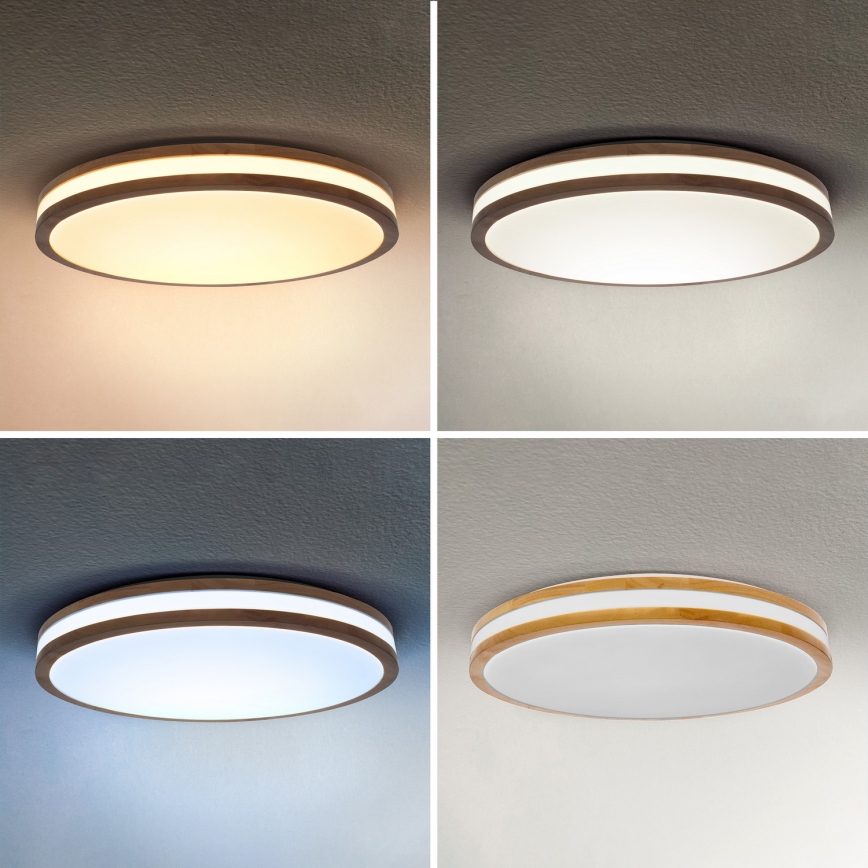 Brilagi - Dimmable LED ceiling light MOLINA LED/60W/230V 3000-6500K oak Ø 58 cm + remote control