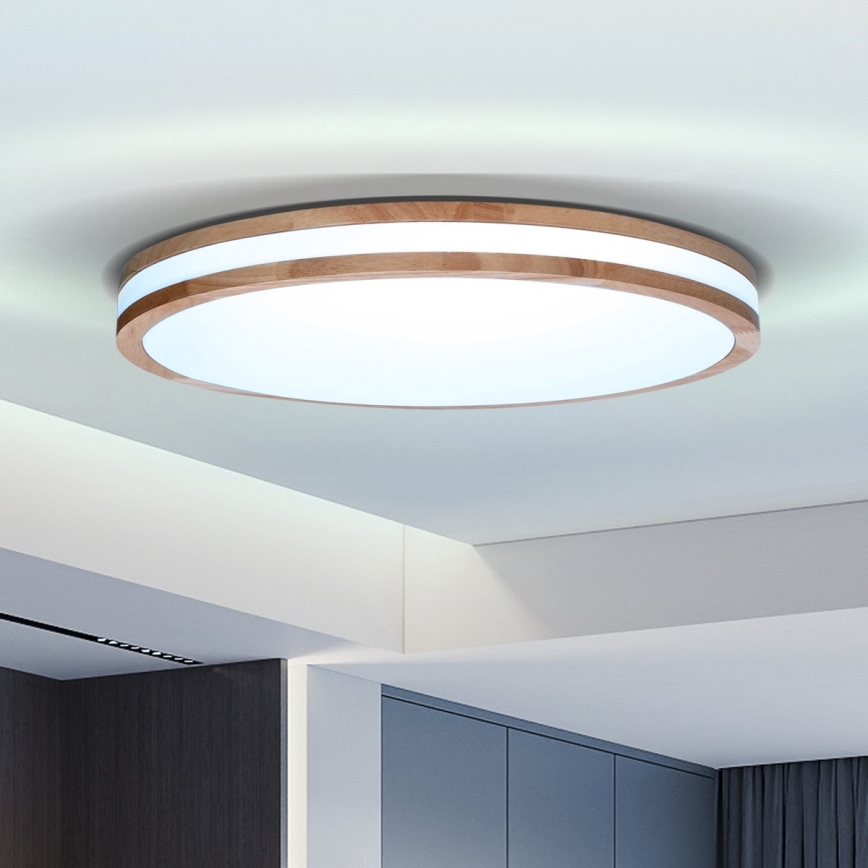 Brilagi - Dimmable LED ceiling light MOLINA LED/60W/230V 3000-6500K oak Ø 58 cm + remote control
