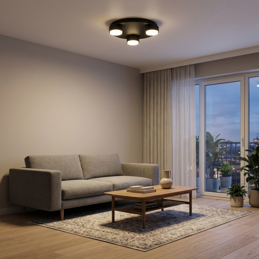 Brilagi - MONO 3x GX53/12W/230V Ceiling Light, Ø 30 cm, Black