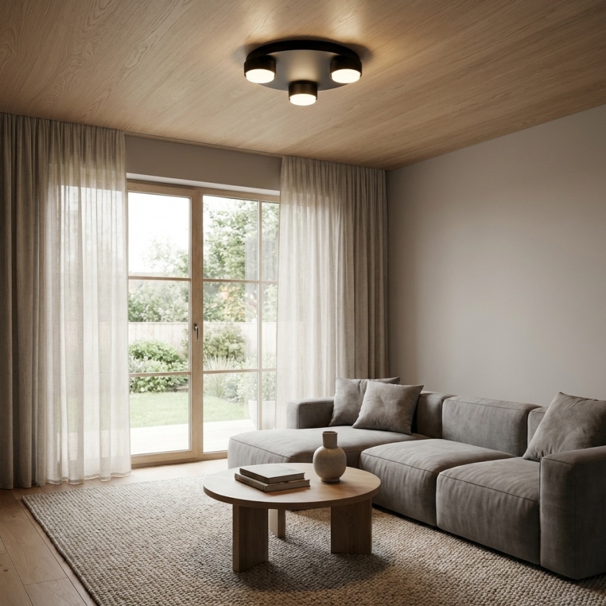 Brilagi - MONO 3x GX53/12W/230V Ceiling Light, Ø 30 cm, Black