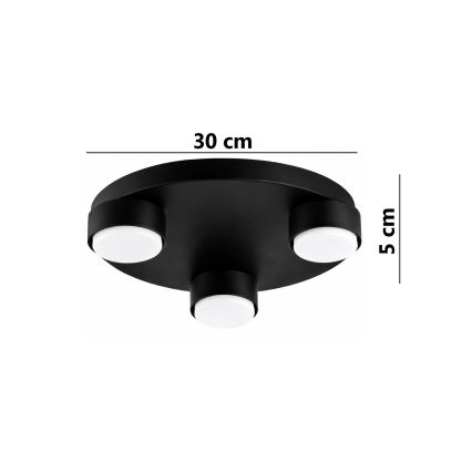Brilagi - MONO 3x GX53/12W/230V Ceiling Light, Ø 30 cm, Black