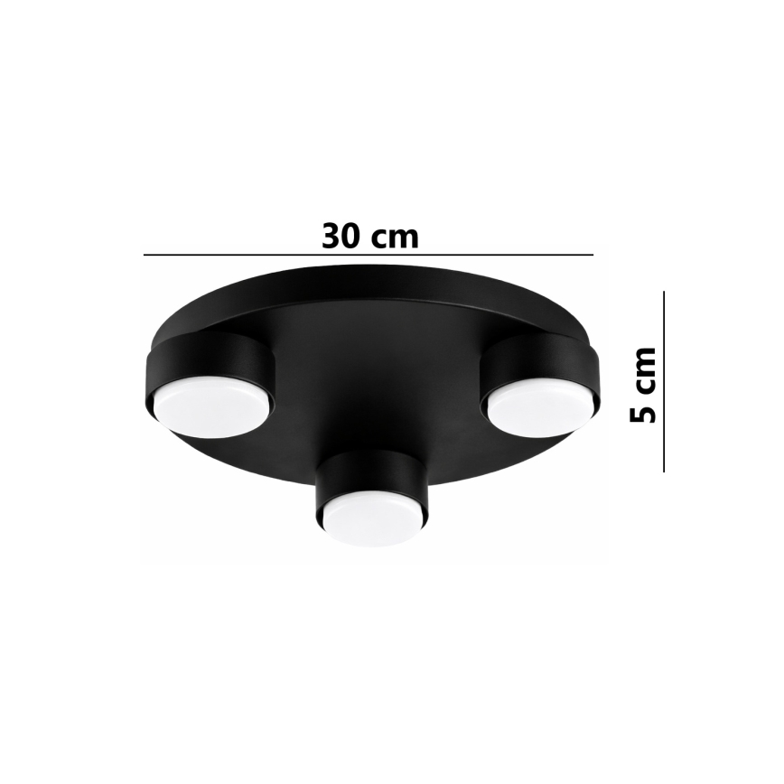 Brilagi - MONO 3x GX53/12W/230V Ceiling Light, Ø 30 cm, Black