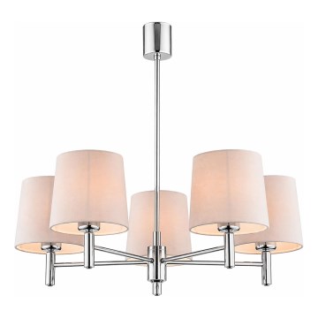 Brilagi - MONTE 5-Light Rod Chandelier 5x E27/60W/230V Beige/Glossy Chrome