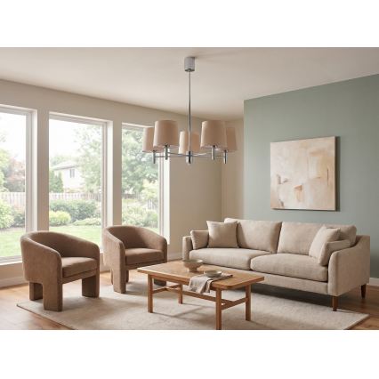 BRILAGI - MONTE 5-Light Rod Chandelier 5x E27/60W/230V Beige/Glossy Chrome