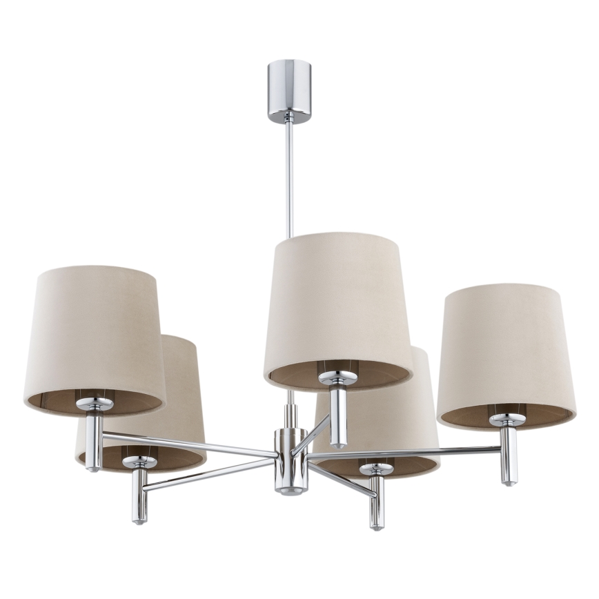 BRILAGI - MONTE 5-Light Rod Chandelier 5x E27/60W/230V Beige/Glossy Chrome