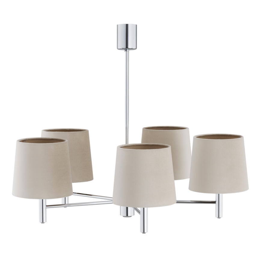 BRILAGI - MONTE 5-Light Rod Chandelier 5x E27/60W/230V Beige/Glossy Chrome