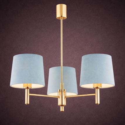 Brilagi - MONTE Rod Chandelier 3xE27/15W/230V Blue/Gold