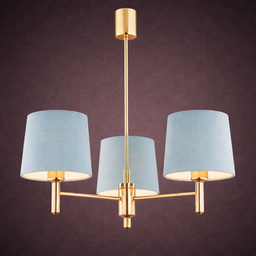 Brilagi - MONTE Rod Chandelier 3xE27/15W/230V Blue/Gold