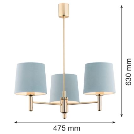 Brilagi - MONTE Rod Chandelier 3xE27/15W/230V Blue/Gold
