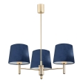 Brilagi - MONTE Rod Chandelier 3xE27/15W/230V Blue/Gold