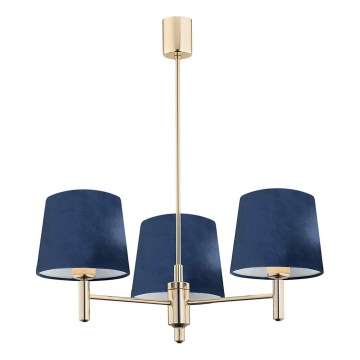 Brilagi - MONTE Rod Chandelier 3xE27/15W/230V Blue/Gold