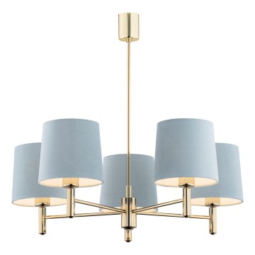 Brilagi - MONTE Rod Chandelier 5xE27/15W/230V Blue/Gold