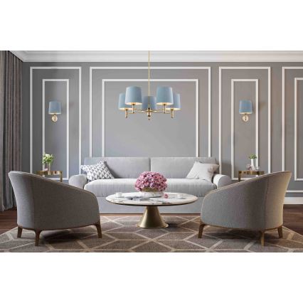 Brilagi - MONTE Rod Chandelier 5xE27/15W/230V Blue/Gold