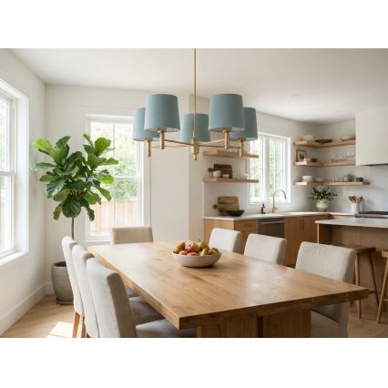 Brilagi - MONTE Rod Chandelier 5xE27/15W/230V Blue/Gold
