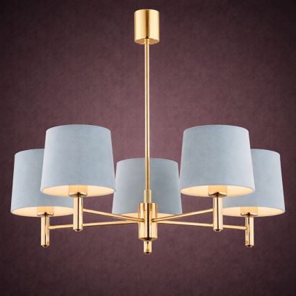 Brilagi - MONTE Rod Chandelier 5xE27/15W/230V Blue/Gold