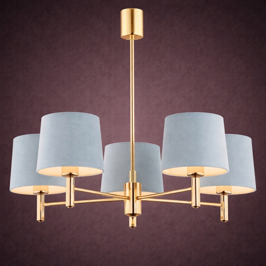Brilagi - MONTE Rod Chandelier 5xE27/15W/230V Blue/Gold