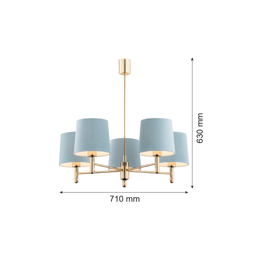 Brilagi - MONTE Rod Chandelier 5xE27/15W/230V Blue/Gold