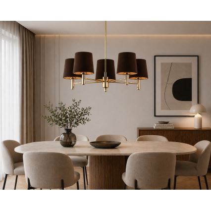 Brilagi - MONTE Rod Chandelier 5xE27/15W/230V Brown/Gold