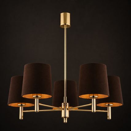 Brilagi - MONTE Rod Chandelier 5xE27/15W/230V Brown/Gold