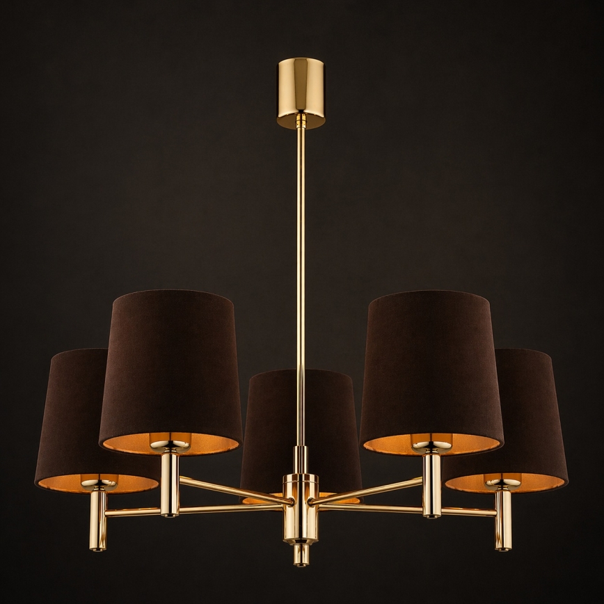 Brilagi - MONTE Rod Chandelier 5xE27/15W/230V Brown/Gold