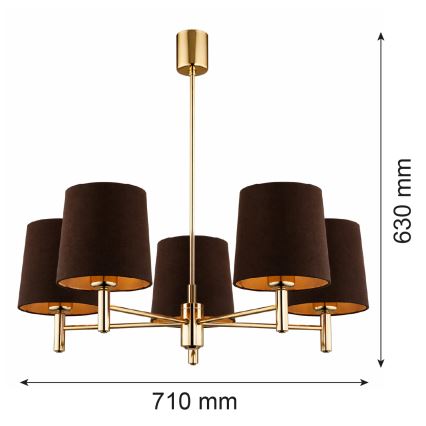 Brilagi - MONTE Rod Chandelier 5xE27/15W/230V Brown/Gold