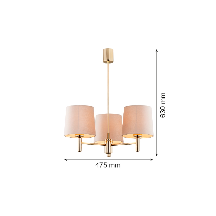 Brilagi - MONTE Rod-Mounted Chandelier 3xE27/15W/230V Beige/Gold
