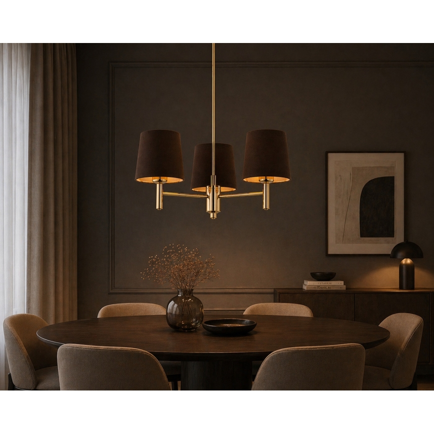 Brilagi - MONTE Rod-Mounted Chandelier 3xE27/15W/230V Brown/Gold