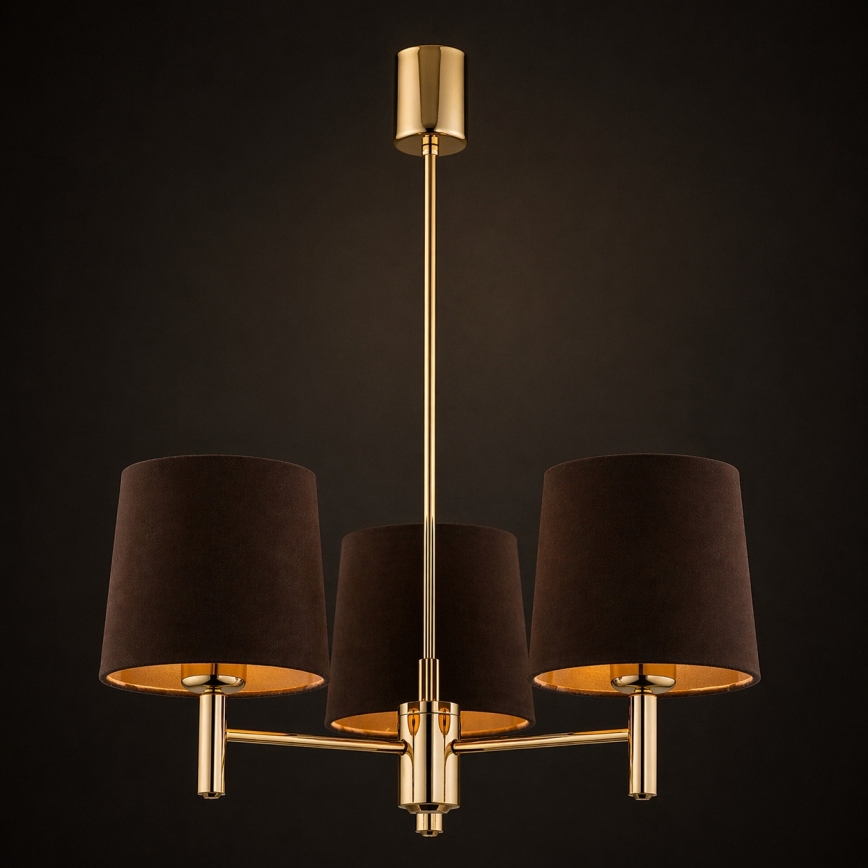 Brilagi - MONTE Rod-Mounted Chandelier 3xE27/15W/230V Brown/Gold