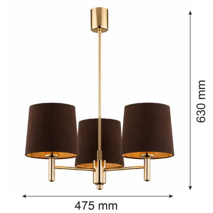 Brilagi - MONTE Rod-Mounted Chandelier 3xE27/15W/230V Brown/Gold