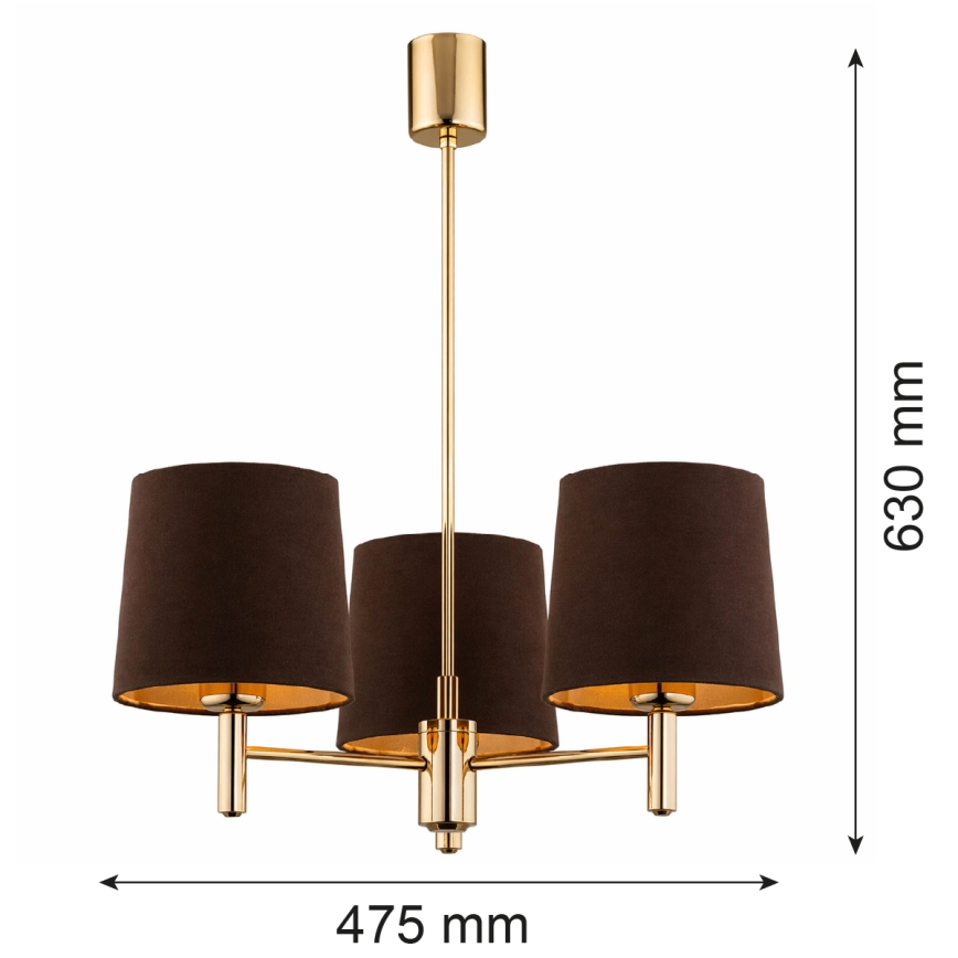 Brilagi - MONTE Rod-Mounted Chandelier 3xE27/15W/230V Brown/Gold