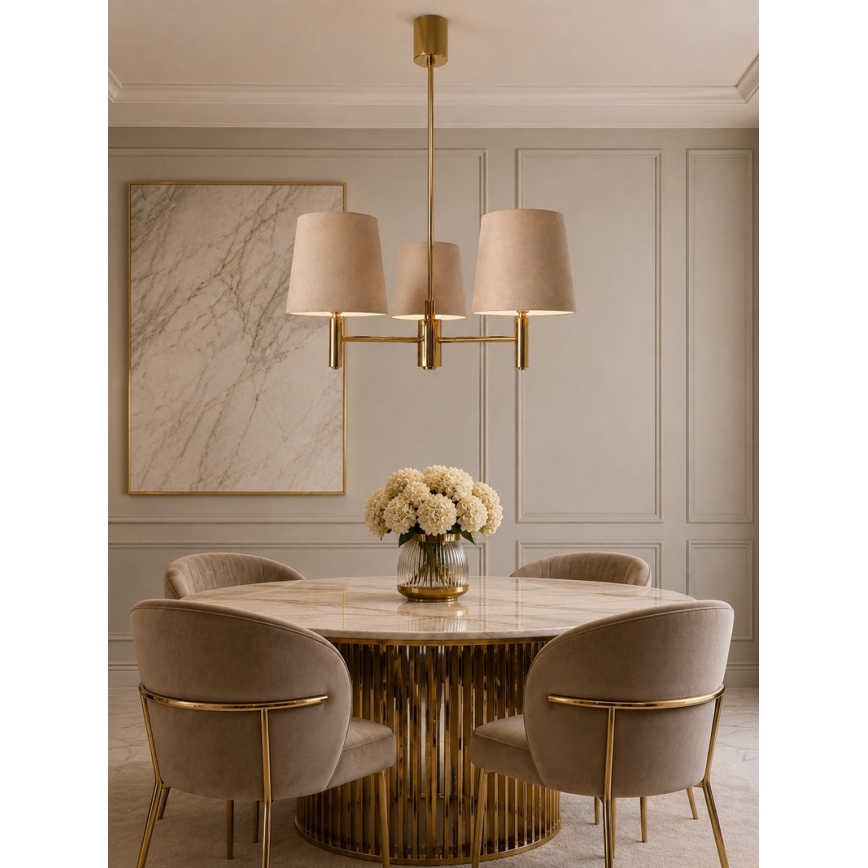 BRILAGI - MONTE Rod-Mounted Chandelier 3xE27/60W/230V Beige/Gold
