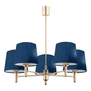 Brilagi - MONTE Rod-Mounted Chandelier 5xE27/15W/230V, Blue/Gold