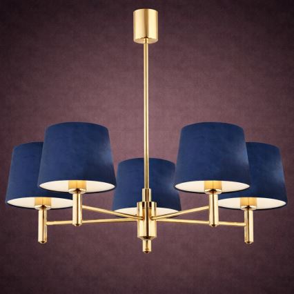 Brilagi - MONTE Rod-Mounted Chandelier 5xE27/15W/230V, Blue/Gold