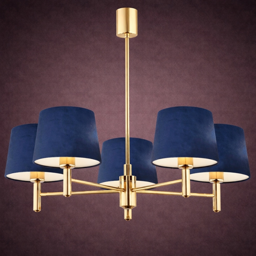 Brilagi - MONTE Rod-Mounted Chandelier 5xE27/15W/230V, Blue/Gold
