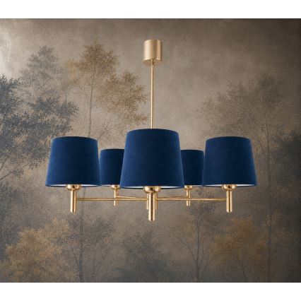 Brilagi - MONTE Rod-Mounted Chandelier 5xE27/15W/230V, Blue/Gold