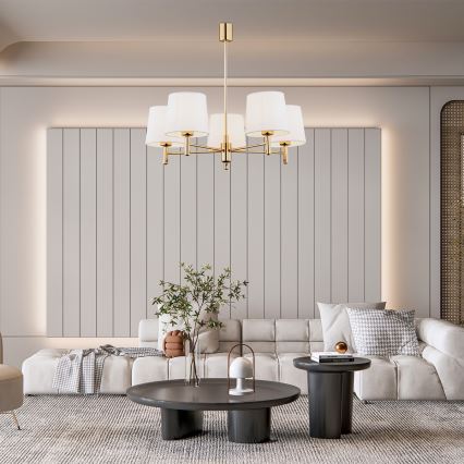 Brilagi - MONTE rod-mounted chandelier 5xE27/15W/230V cream/gold