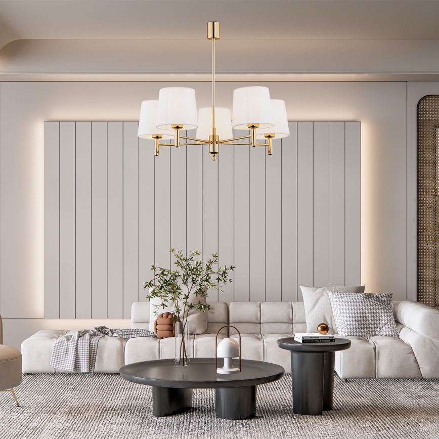 Brilagi - MONTE rod-mounted chandelier 5xE27/15W/230V cream/gold