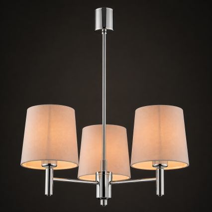 Brilagi - MONTE Rod Pendant 3xE27/15W/230V beige/glossy chrome