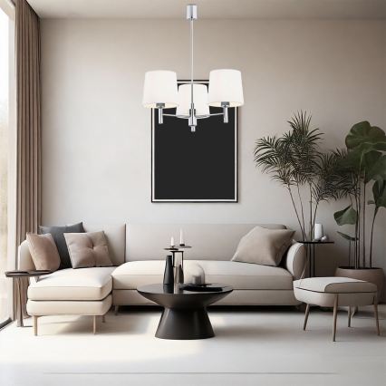 Brilagi - MONTE Rod Pendant Light 3xE27/15W/230V Cream/Polished Chrome