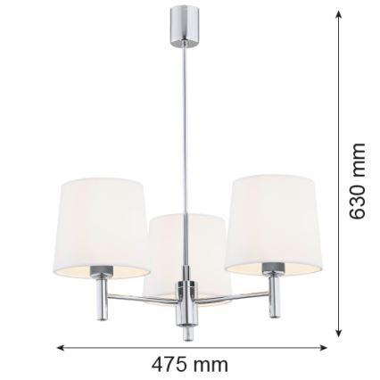 Brilagi - MONTE Rod Pendant Light 3xE27/15W/230V Cream/Polished Chrome