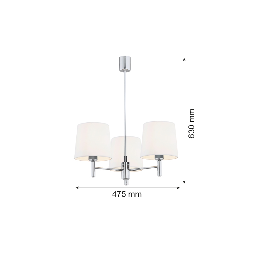 Brilagi - MONTE Rod Pendant Light 3xE27/15W/230V Cream/Polished Chrome