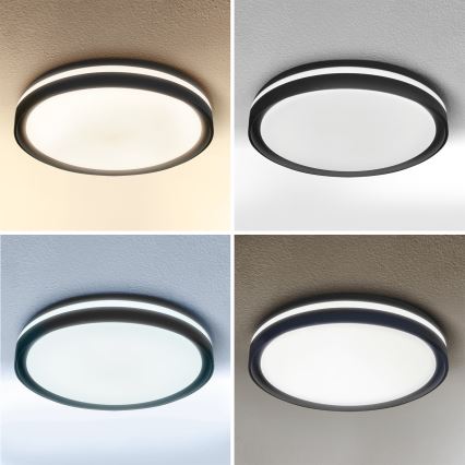 Brilagi - NAOMI Dimmable LED Ceiling Light, 48W/230V, 3000–6500K, Ø 39 cm, Black – with Remote Control