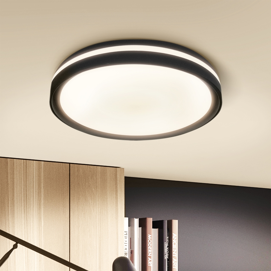 Brilagi - NAOMI Dimmable LED Ceiling Light, 48W/230V, 3000–6500K, Ø 39 cm, Black – with Remote Control