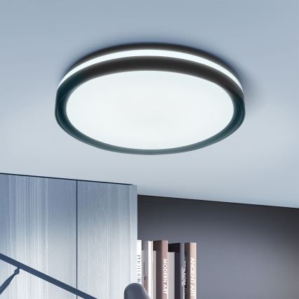 Brilagi - NAOMI Dimmable LED Ceiling Light, 48W/230V, 3000–6500K, Ø 39 cm, Black – with Remote Control
