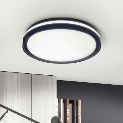 Brilagi - NAOMI Dimmable LED Ceiling Light, 48W/230V, 3000–6500K, Ø 39 cm, Black – with Remote Control
