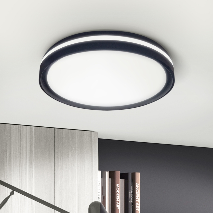 Brilagi - NAOMI Dimmable LED Ceiling Light, 48W/230V, 3000–6500K, Ø 39 cm, Black – with Remote Control