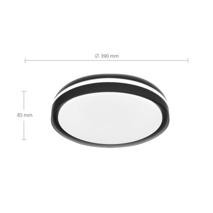 Brilagi - NAOMI Dimmable LED Ceiling Light, 48W/230V, 3000–6500K, Ø 39 cm, Black – with Remote Control