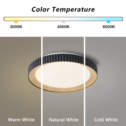 Brilagi - NEXO Dimmable LED Ceiling Light LED/48W/230V 3000-6000K Black diam. 43 cm + Remote Control